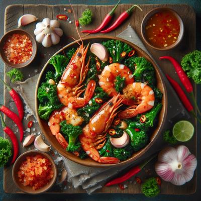 Image of Spicy Garlic Thai Shrimp and Sauteed Kale