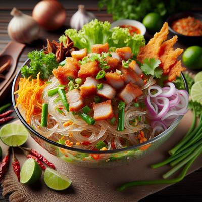 Image of Spicy Glass Noodles with Crispy Pork Yum Woon Sen