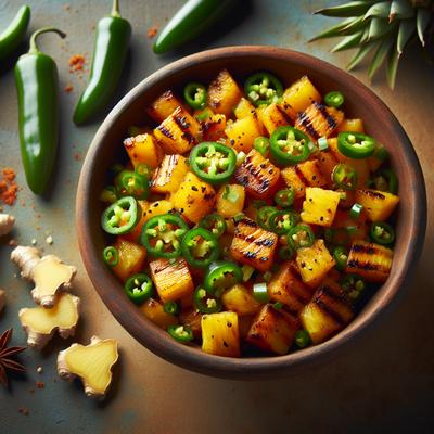 Image of Spicy Grilled Pineapple Salsa with Ginger and Jalapenos