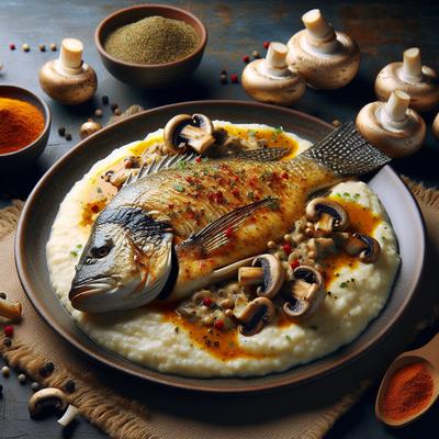 Image of Spicy Grilled Tilapia W Creamy Grits or Rice and Mushroom Sauce