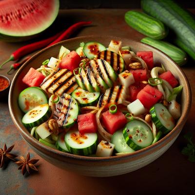 Image of Spicy Grilled Watermelon Jicama and Cucumber Salad