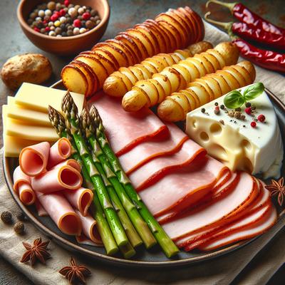 Image of Spicy Ham Asparagus Cheese Potato Roll Ups Gluten Free