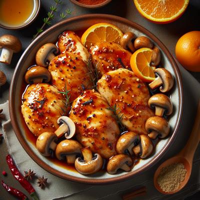 Image of Spicy Honey Orange Chicken Breasts with Mushrooms