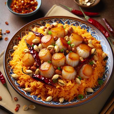 Image of Spicy Kung Pao Scallops and Orange Rice