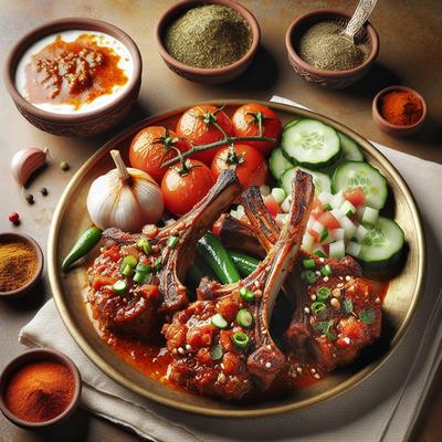Image of Spicy Lamb Chops with Tomato Cucumber Raita