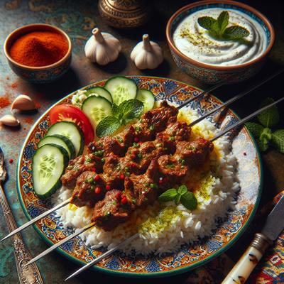 Image of Spicy Lamb Kabobs with Turkish Cacik