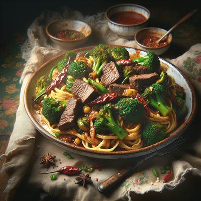 Image of Spicy Linguine Beef and Broccoli