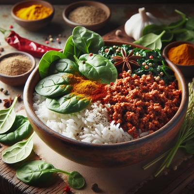 Image of Spicy Mince with Rice Spinach