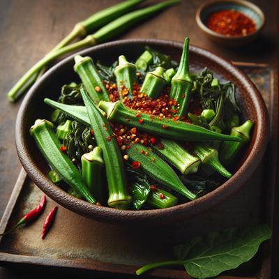 Image of Spicy Okra and Turnip Greens