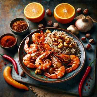 Image of Spicy Orange Ginger Shrimp with Hazelnut Rice