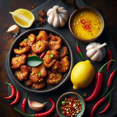 Image of Spicy Pan Fried Chicken Livers with Lemon Garlic Dipping Sauce