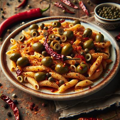 Image of Spicy Pasta with Capers and Olives