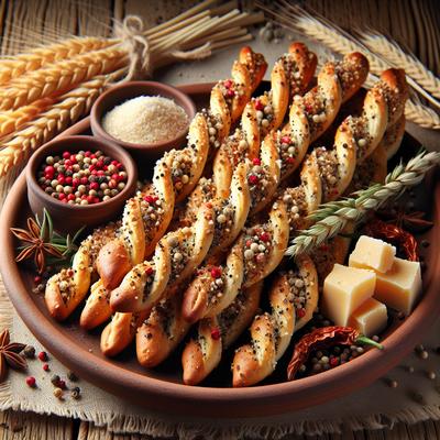 Image of Spicy Peppercorn and Pecorino Breadsticks