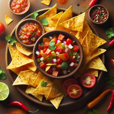 Image of Spicy Pita Crisps Chips Served with Salsa Fresca
