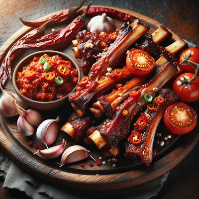Image of Spicy Pork Ribs with Garlic and Tomatoes