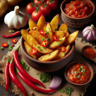 Image of Spicy Potato Wedges with Chili Dip