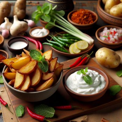 Image of Spicy Potato Wedges with Minty Yoghurt Dip