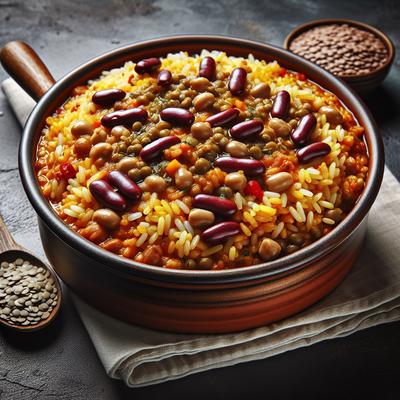 Image of Spicy Rice Bean and Lentil Casserole
