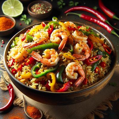 Image of Spicy Rice with Shrimp and Peppers