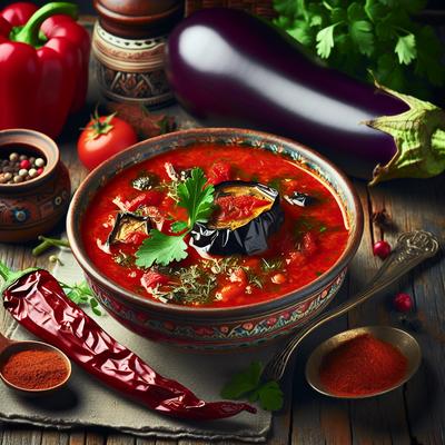 Image of Spicy Roasted Red Pepper and Eggplant Soup