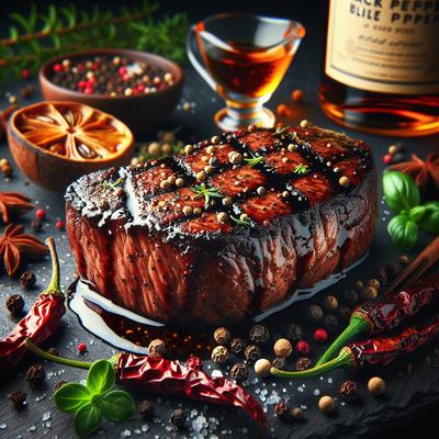 Image of Spicy Rum Black Pepper Glazed Filet Mignon