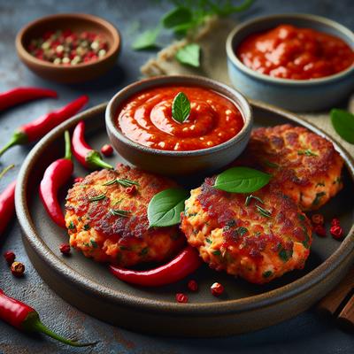 Image of Spicy Salmon Cakes Sweet Red Pepper Sauce