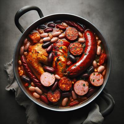 Image of Spicy Sausage Chicken and Bean Pot