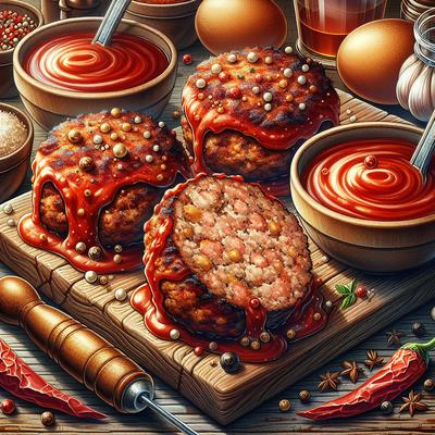 Image of Spicy Sausage Meatloaf Patties with Italian Barbecue Sauce
