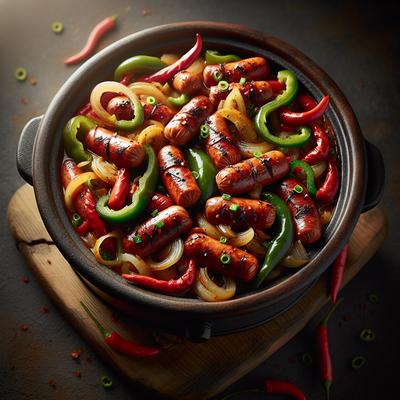 Image of Spicy Sausage Peppers and Onions Crock Pot