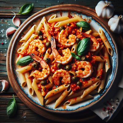 Image of Spicy Shrimp and Penne with Puttanesca Sauce