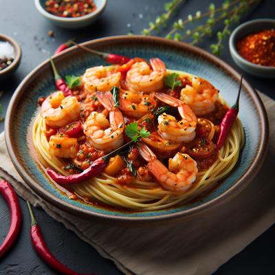 Image of Spicy Shrimp and Spaghetti Ay Oy