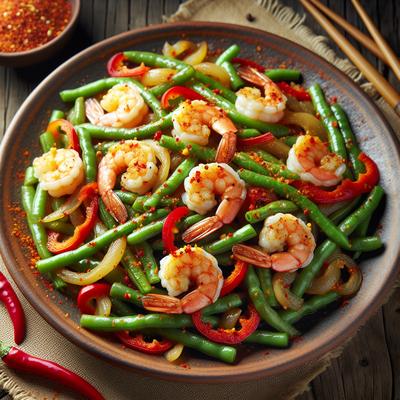 Image of Spicy Shrimp with Green Beans Red Pepper