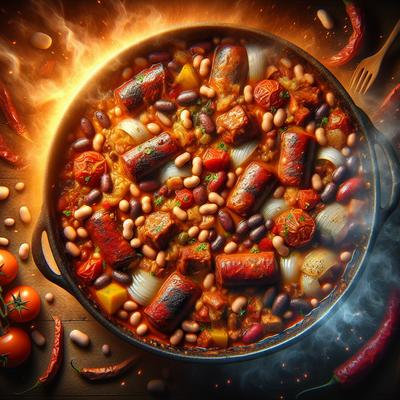 Image of Spicy Stick to the Ribs Bean Sausage Casserole
