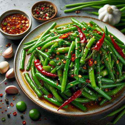 Image of Spicy Stir Fried Green Beans and Scallions