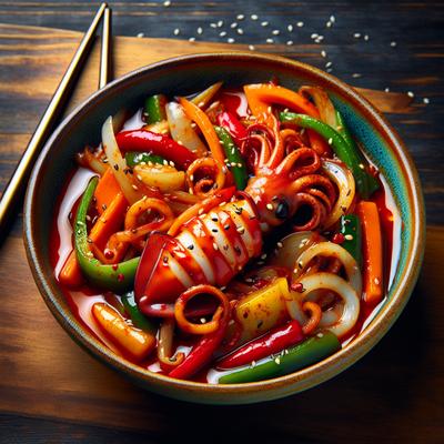 Image of Spicy Stir Fried Squid Ohjing Uh Bokkeum