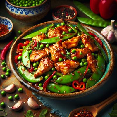 Image of Spicy Stir Fry Chicken Snap Peas