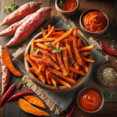 Image of Spicy Sweet Potato Fries with Sriracha Dipping Sauce