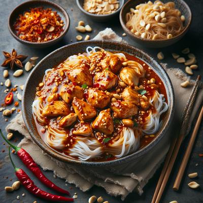 Image of Spicy Thai Peanut Sauce with Chicken and Rice Noodles