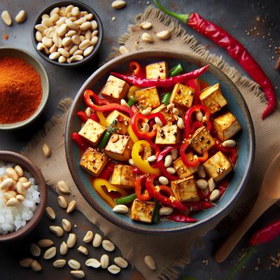 Image of Spicy Thai Tofu with Red Bell Peppers and Peanuts