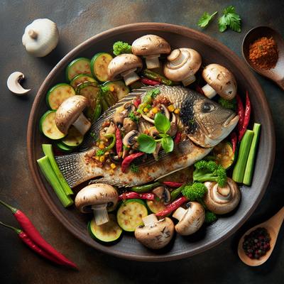 Image of Spicy Tilapia with Mushrooms and Zucchini