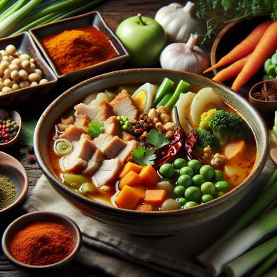 Image of Spicy Vegetable Soup with or Without Pork