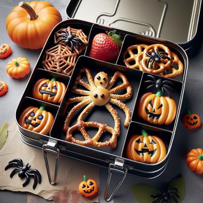 Image of Spider Pretzels Halloween Lunch Box Surprise