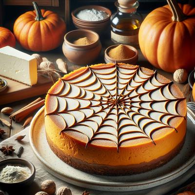 Image of Spiderweb Pumpkin Cheesecake