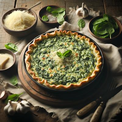 Image of Spinach Alfredo Pasta Pie