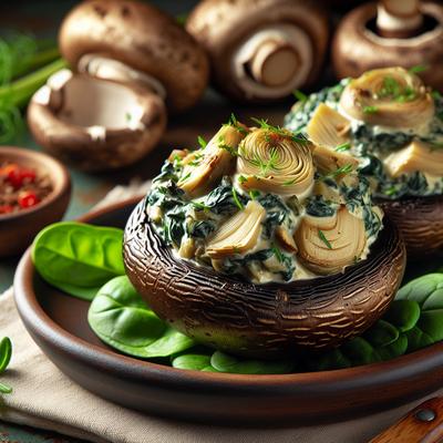 Image of Spinach and Artichoke Stuffed Portabellas