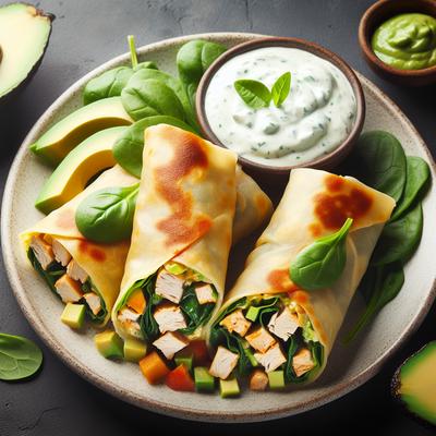 Image of Spinach and Chicken Southwestern Egg Rolls W Avocado Ranch Dip