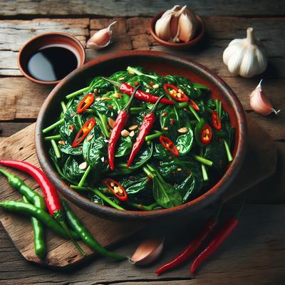 Image of Spinach and Chile Stir Fry