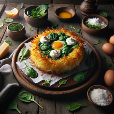 Image of Spinach and Goat Cheese Hashbrowns Nests