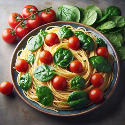 Image of Spinach and Grape Tomato Spaghetti