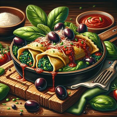 Image of Spinach and Kalamata Olive Stuffed Manicotti